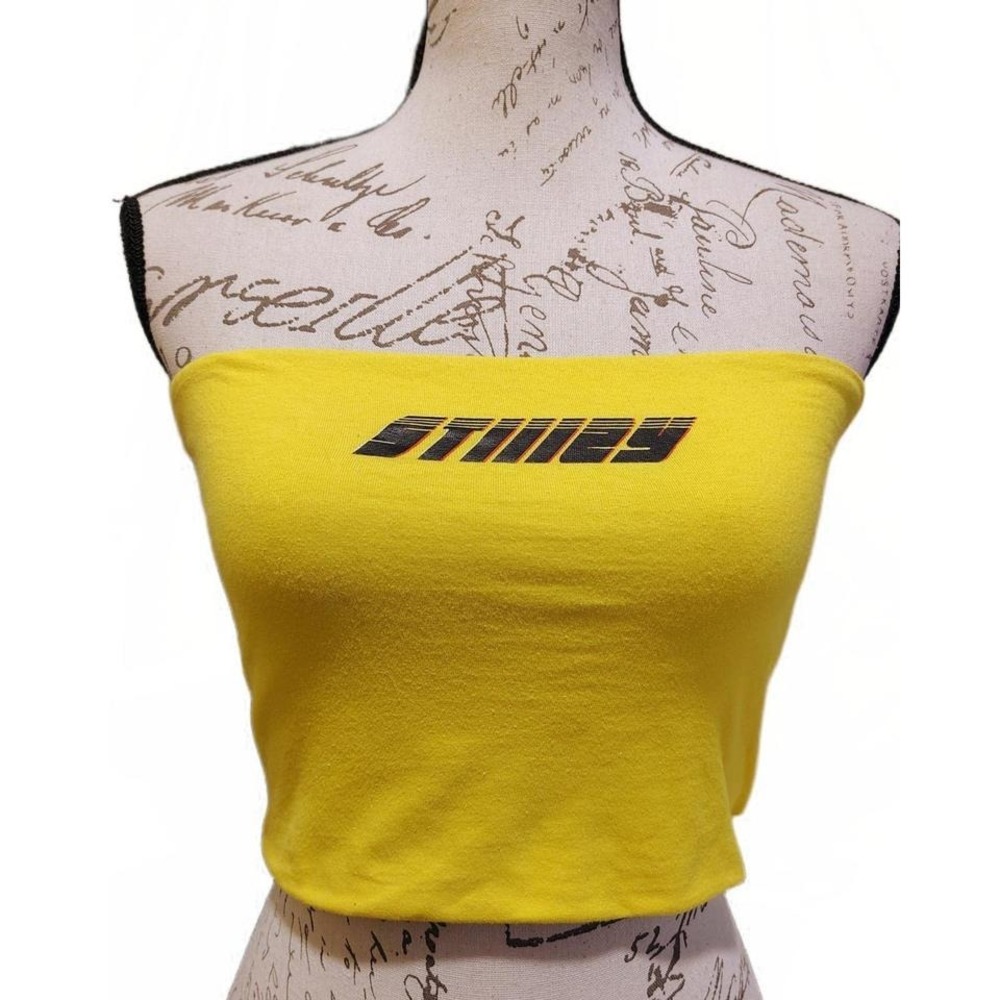 Womens Stiiizy Sunshine Yellow Knit Festival Tube Top Streetwear Small Skater